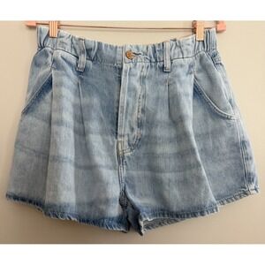 Free People We The Free Clark Pleated Denim Shorts Light Blue Women's Size Small